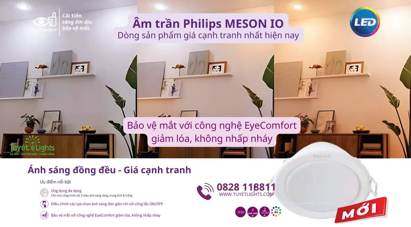 Video chi tiết đèn led âm trần Philips Meson IO thế hệ mới